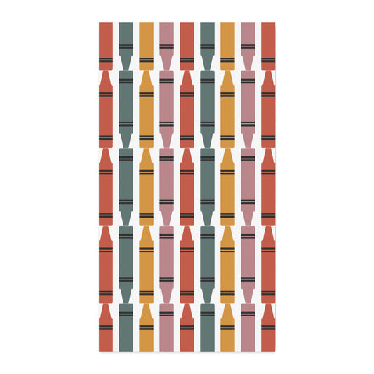 Crayon Stripe Cotton Twill Fabric by the Yard — School Supply Print for Crafts & Quilting