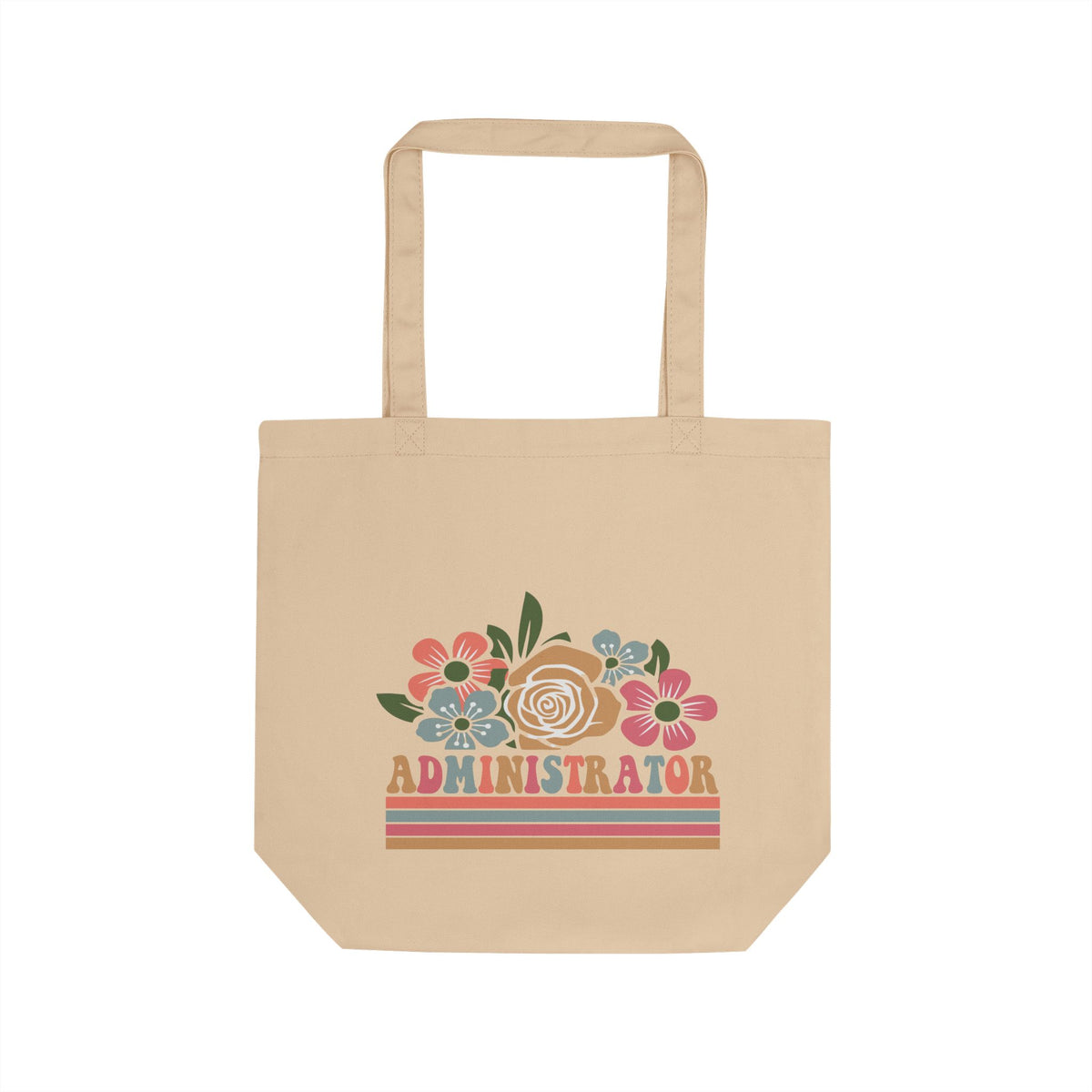 Administrator Floral Eco Tote — Retro Striped Floral Canvas Bag