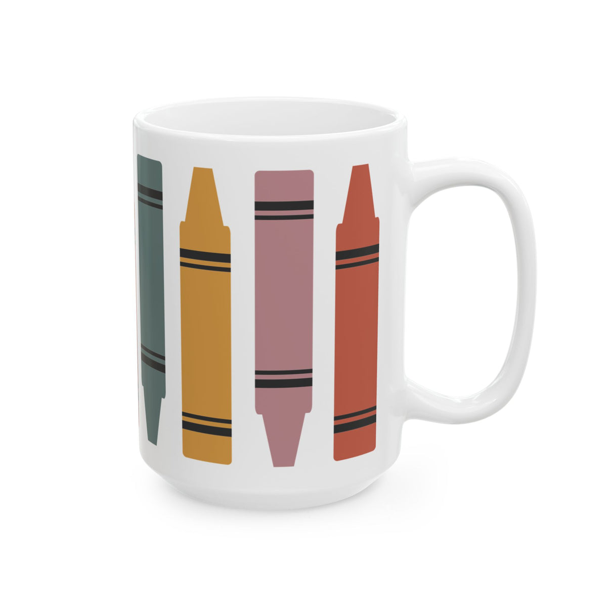 Crayon Stripe Ceramic Mug – Colorful Kid & Teacher Coffee Cup (11oz/15oz) Teacher Gift