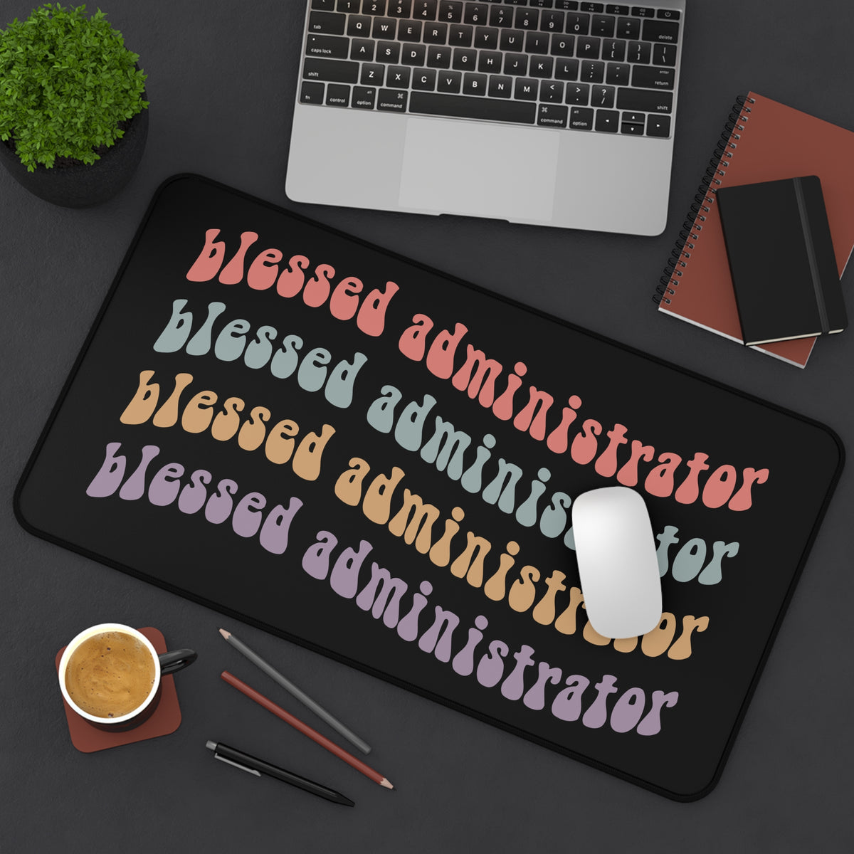 Blessed Administrator Desk Mat — Retro Pastel Office Mouse Pad for Admins Teacher Gift
