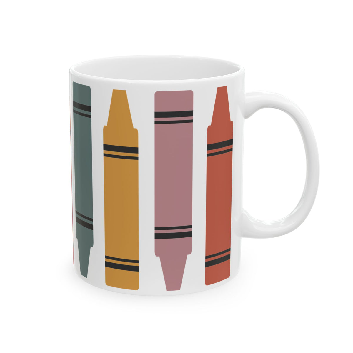 Crayon Stripe Ceramic Mug – Colorful Kid & Teacher Coffee Cup (11oz/15oz) Teacher Gift
