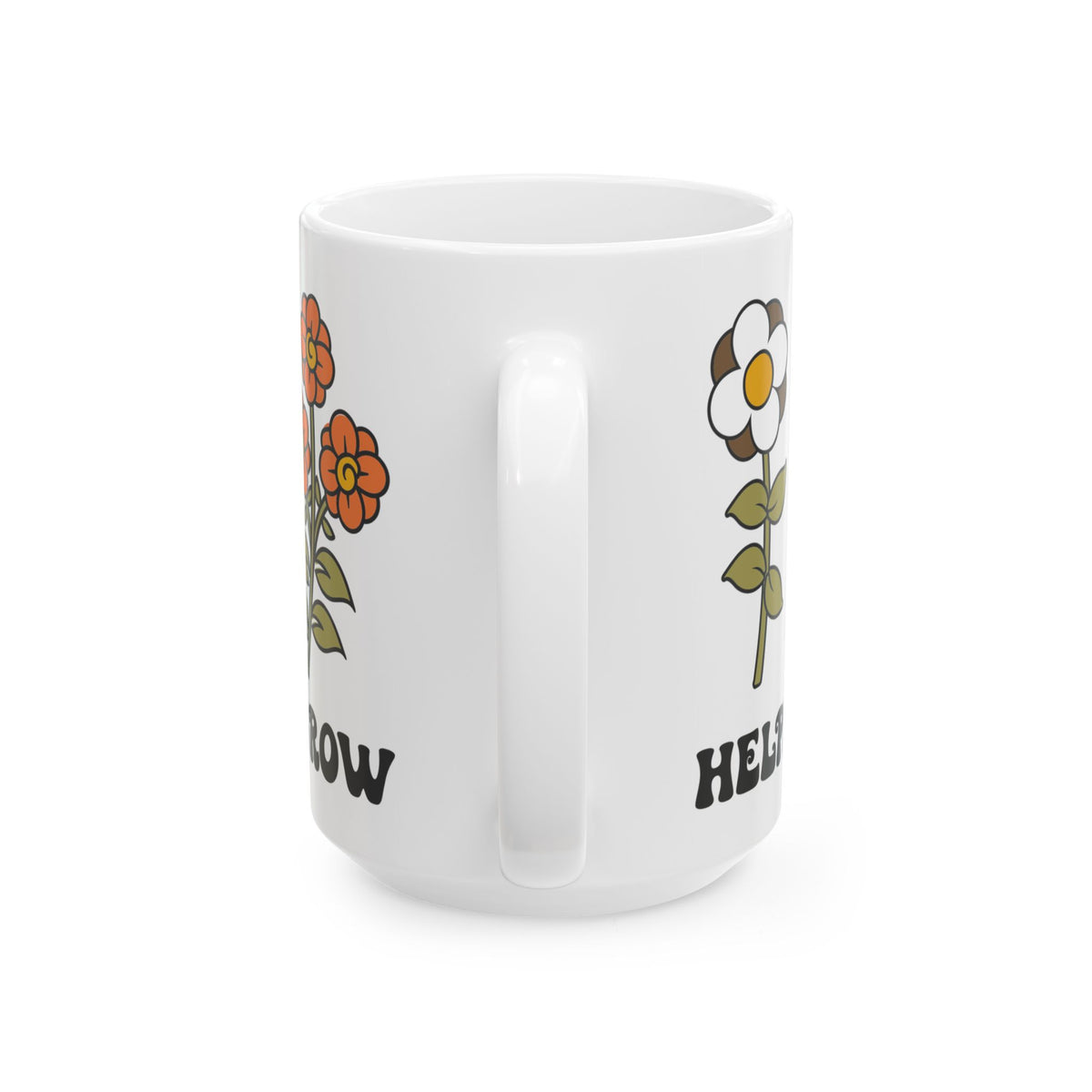Ceramic Mug — Retro Flower Garden "Helping Little Mind Grow" Coffee Cup (11oz/15oz) Teacher Gift
