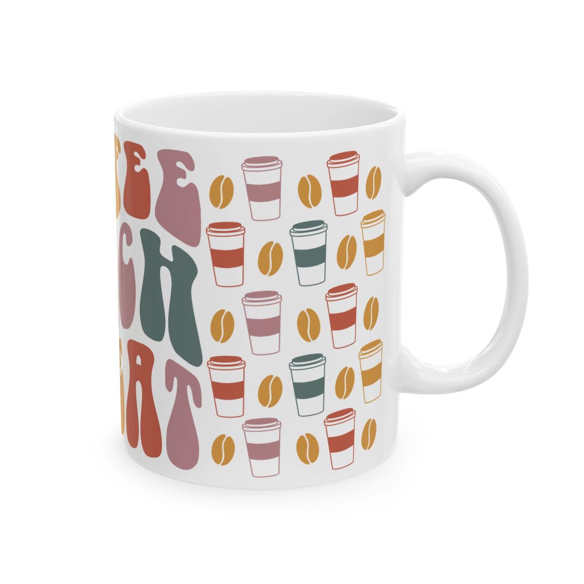 Coffee Teacher Repeat Mug — Retro Colorful Coffee Cups & Beans Ceramic Mug (11oz/15oz)