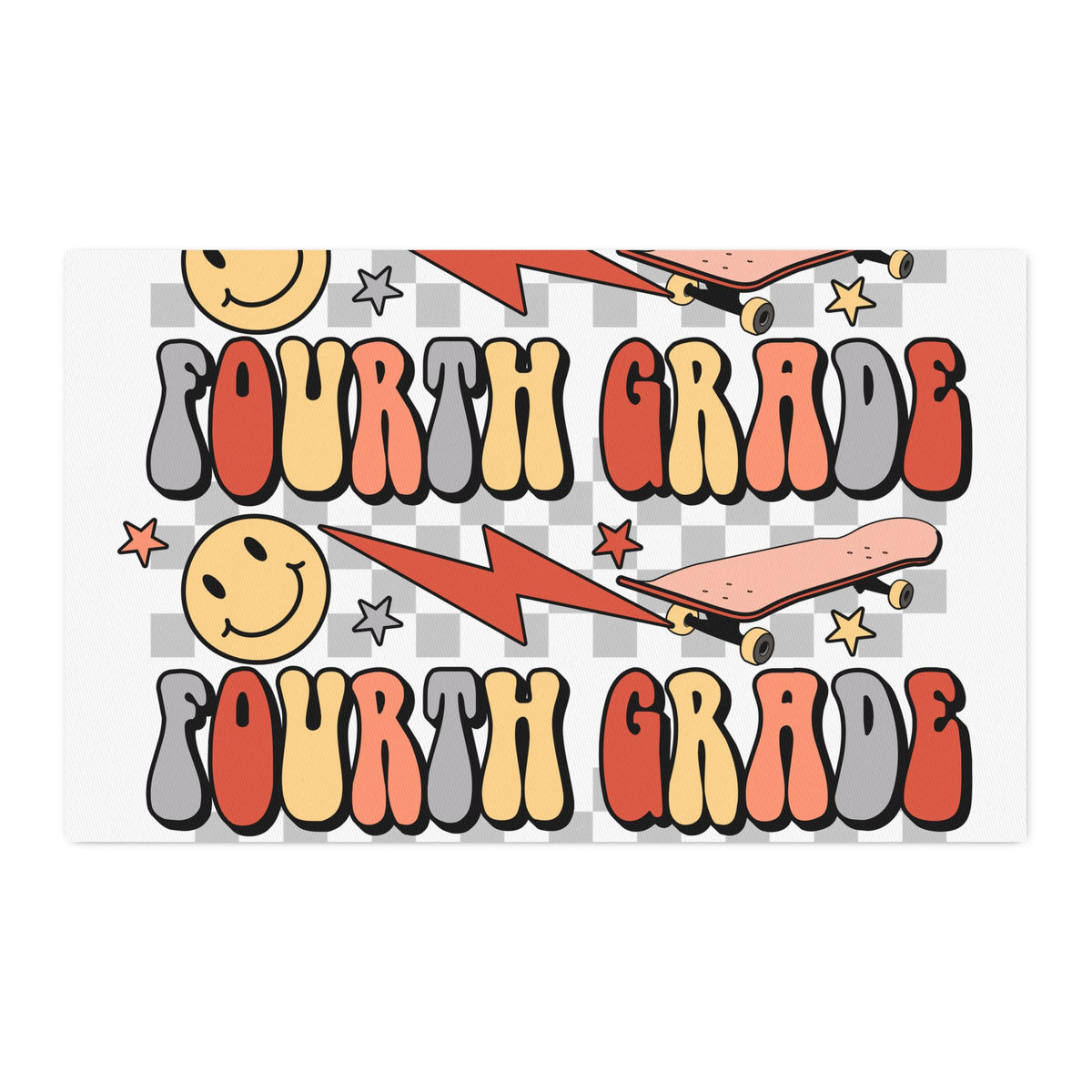 Fourth Grade Cotton Twill Fabric by the Yard – Retro Smile & Lightning Classroom Print