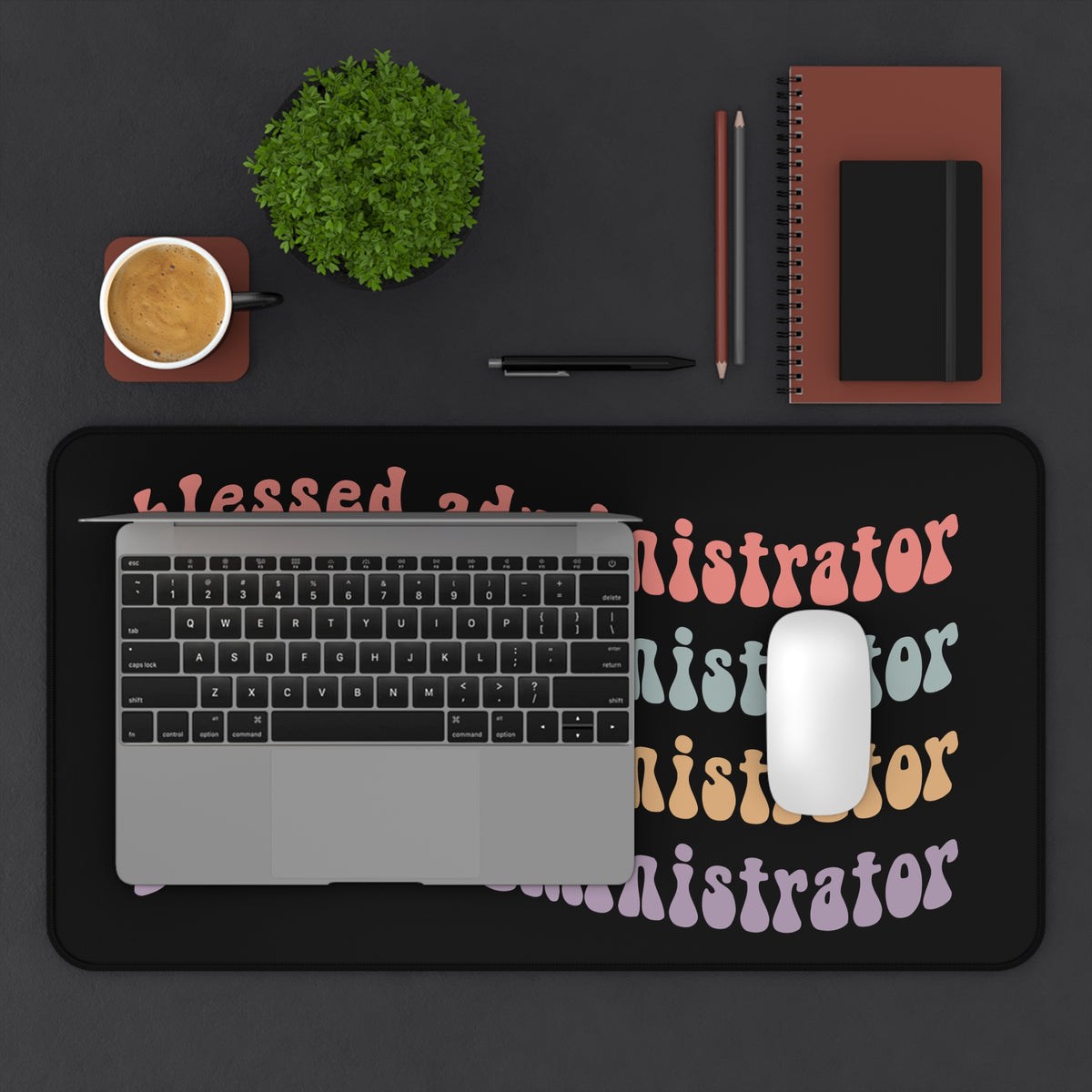 Blessed Administrator Desk Mat — Retro Pastel Office Mouse Pad for Admins Teacher Gift