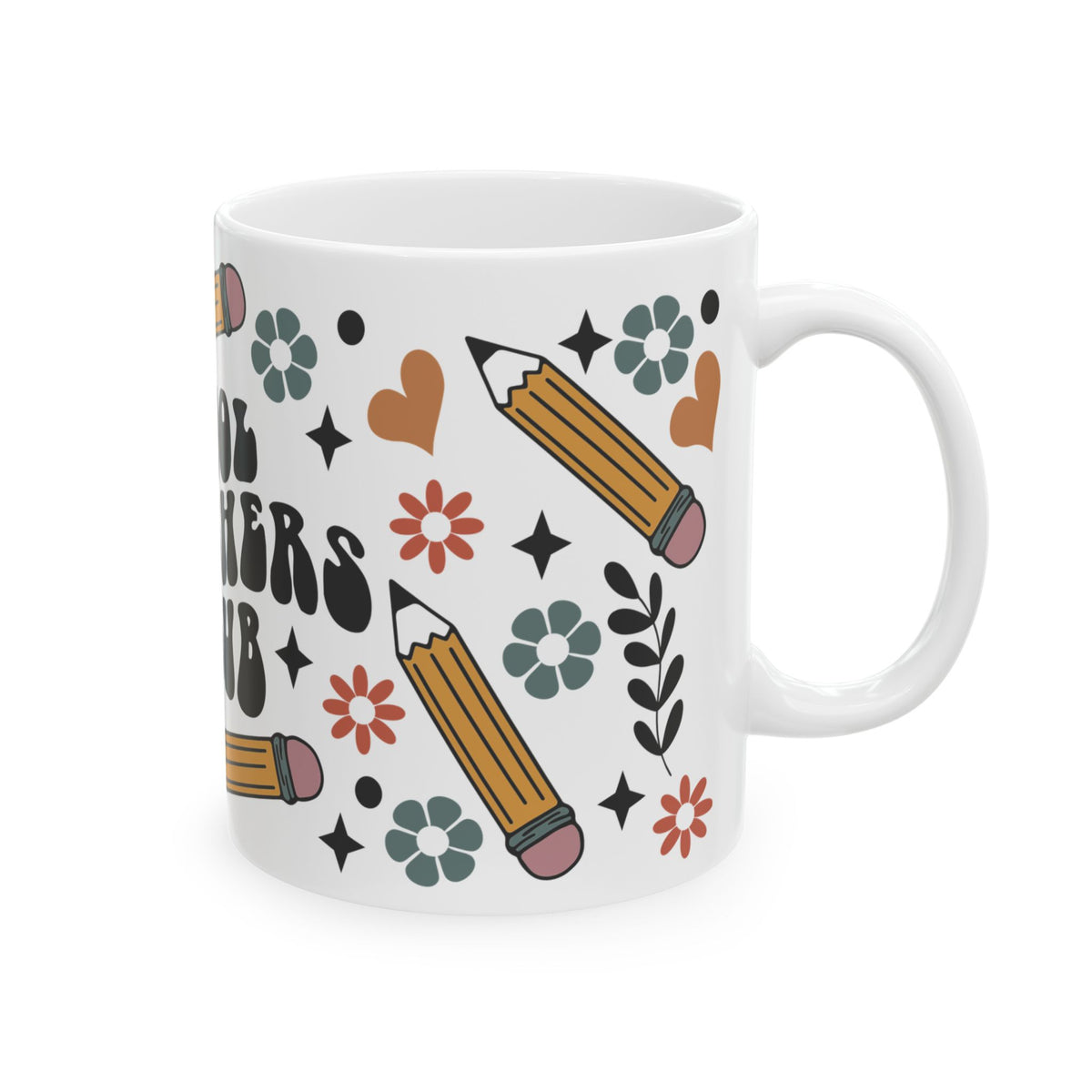 Cool Teachers Club Ceramic Mug — Cute Floral Pencil Teacher Gift (11oz & 15oz)