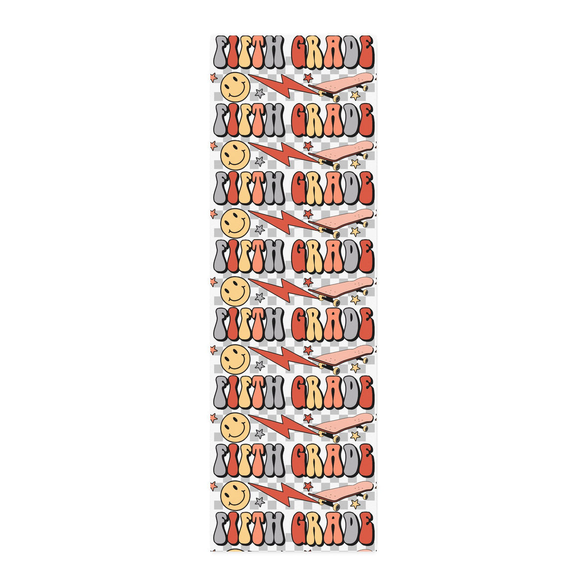Retro 'Fifth Grade' Cotton Twill Fabric by the Yard – Smile, Lightning & Stars Pattern for Back-to-School Crafts