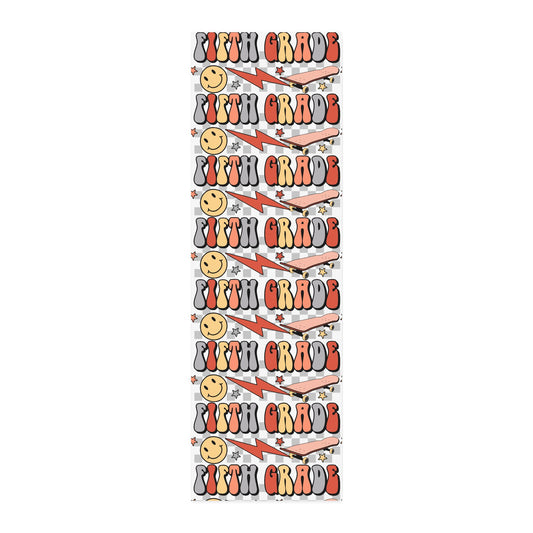 Retro 'Fifth Grade' Cotton Twill Fabric by the Yard – Smile, Lightning & Stars Pattern for Back-to-School Crafts