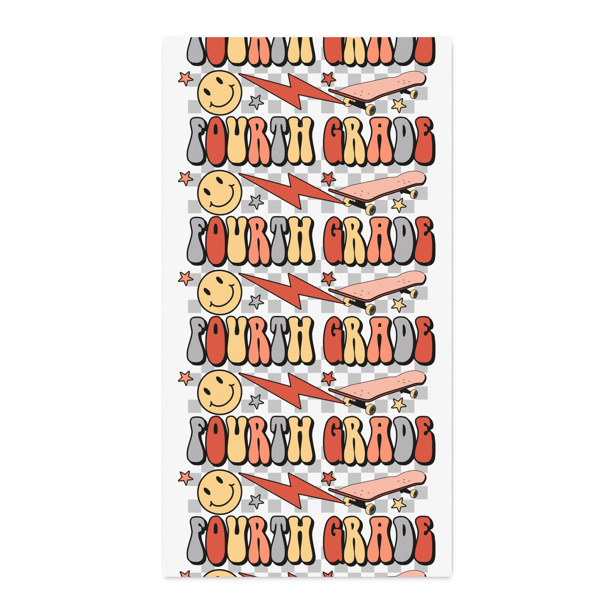 Fourth Grade Cotton Twill Fabric by the Yard – Retro Smile & Lightning Classroom Print