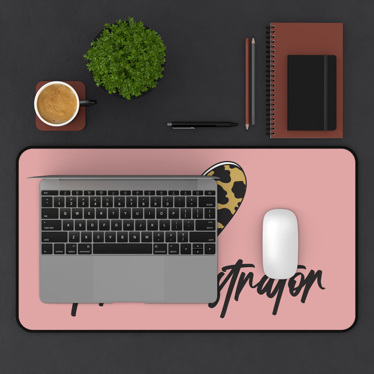 Administrator Desk Mat — Leopard Heart Office Mouse Pad for Admins
