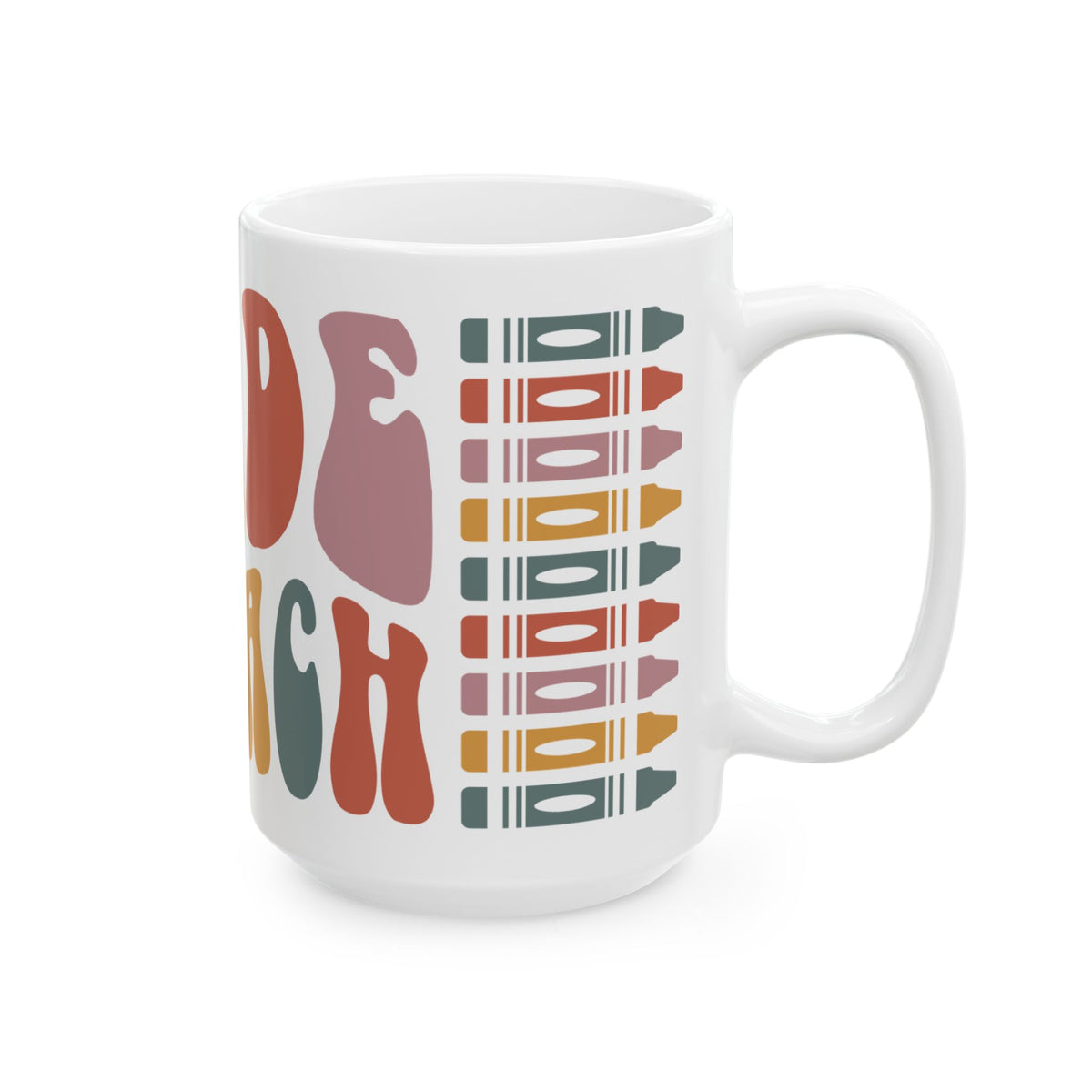 Retro 'Made To Teach' Ceramic Mug — Colorful Crayon Teacher Gift (11oz/15oz)