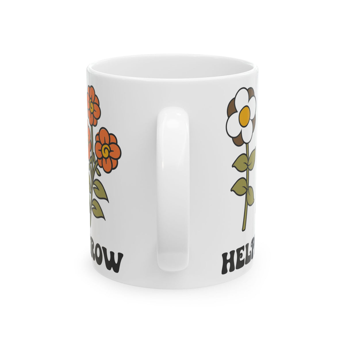 Ceramic Mug — Retro Flower Garden "Helping Little Mind Grow" Coffee Cup (11oz/15oz) Teacher Gift