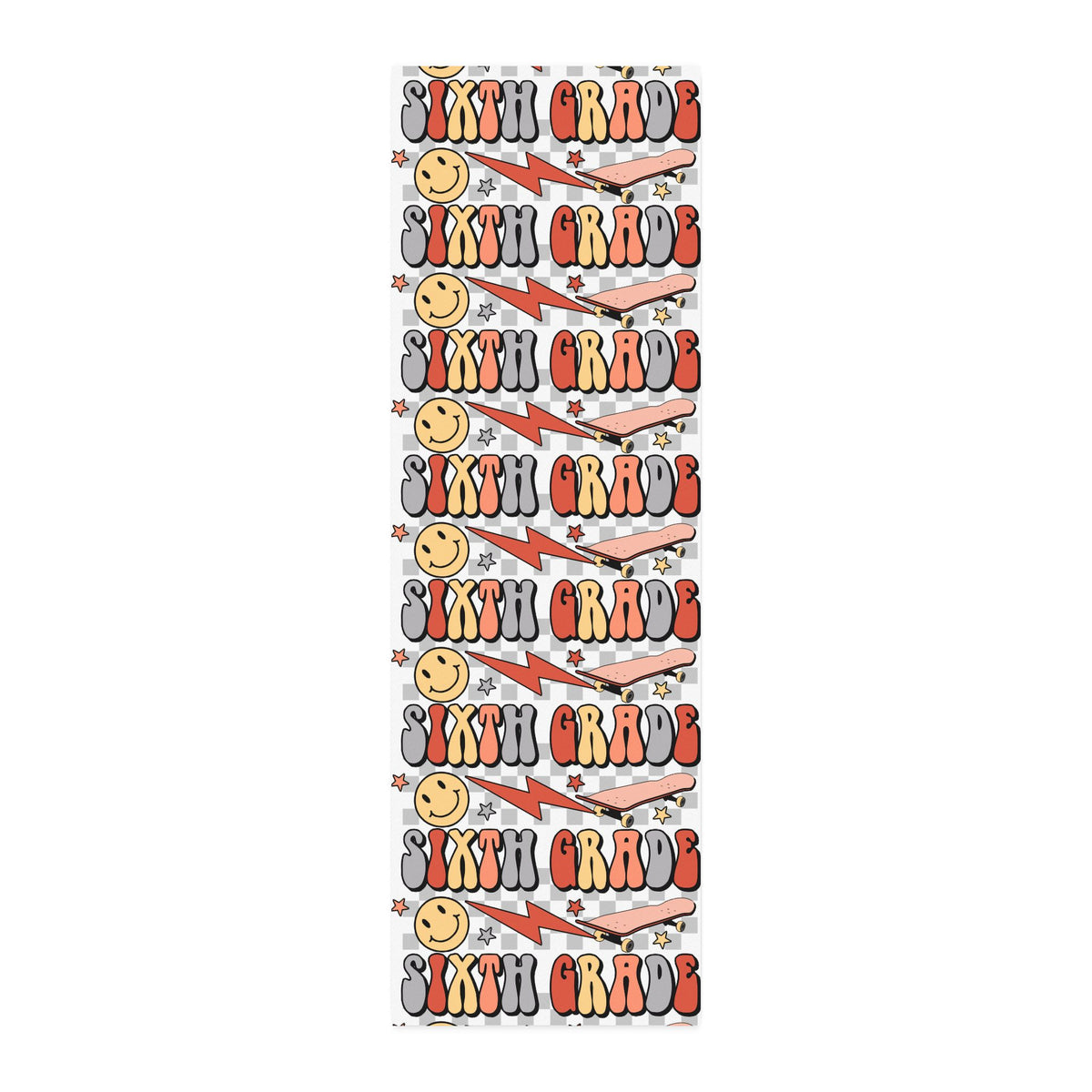 Sixth Grade Cotton Twill Fabric by the Yard — Retro Smiley Lightning School Print