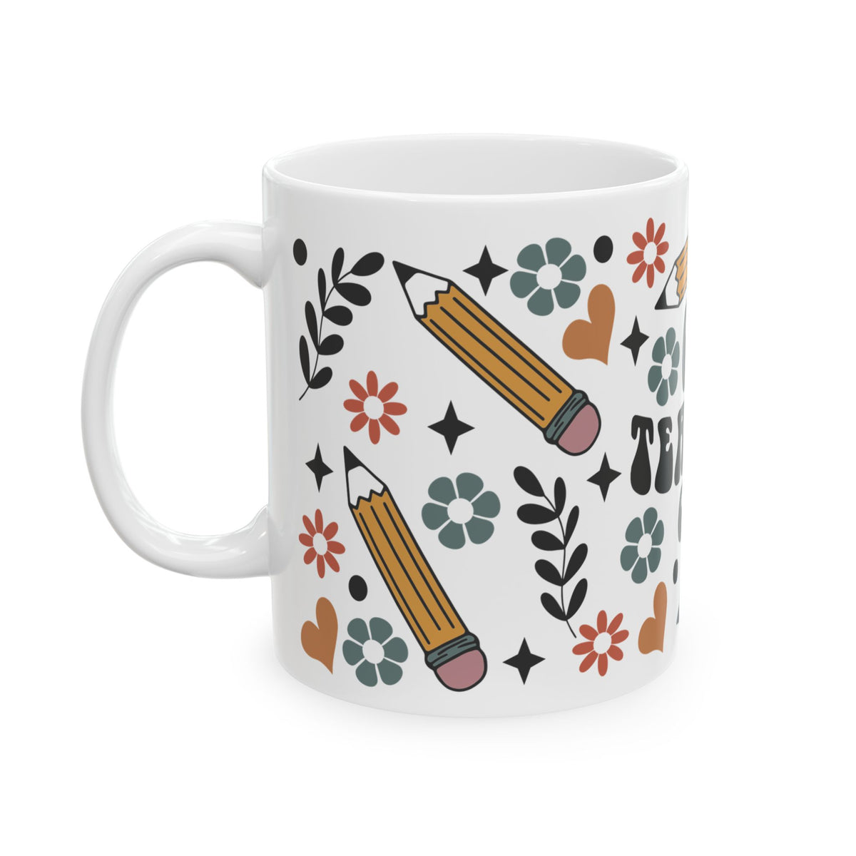 Cool Teachers Club Ceramic Mug — Cute Floral Pencil Teacher Gift (11oz & 15oz)