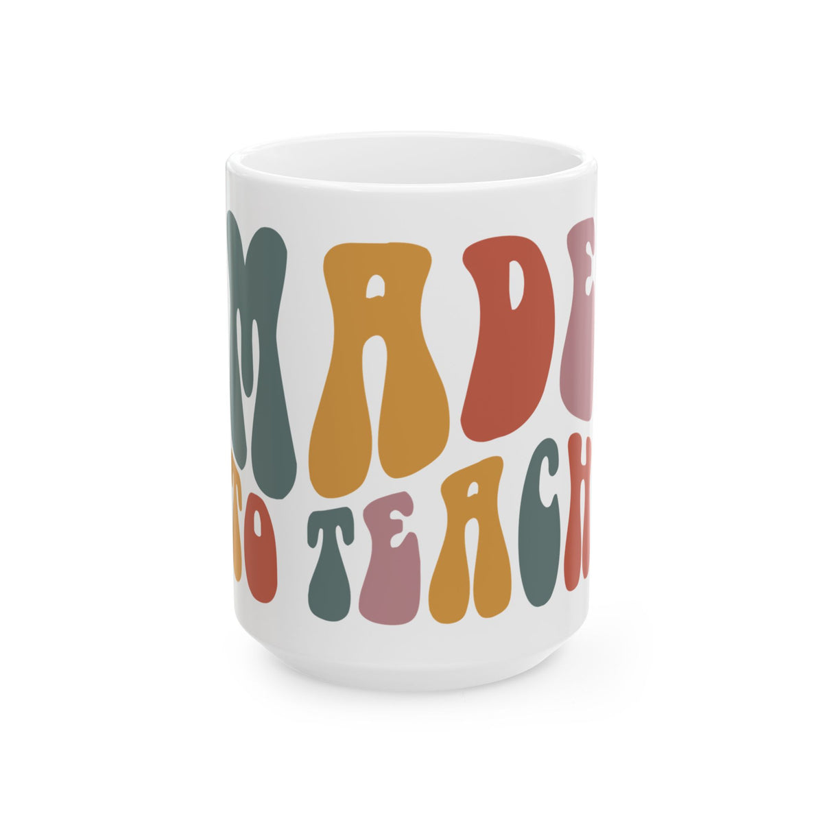 Retro 'Made To Teach' Ceramic Mug — Colorful Crayon Teacher Gift (11oz/15oz)