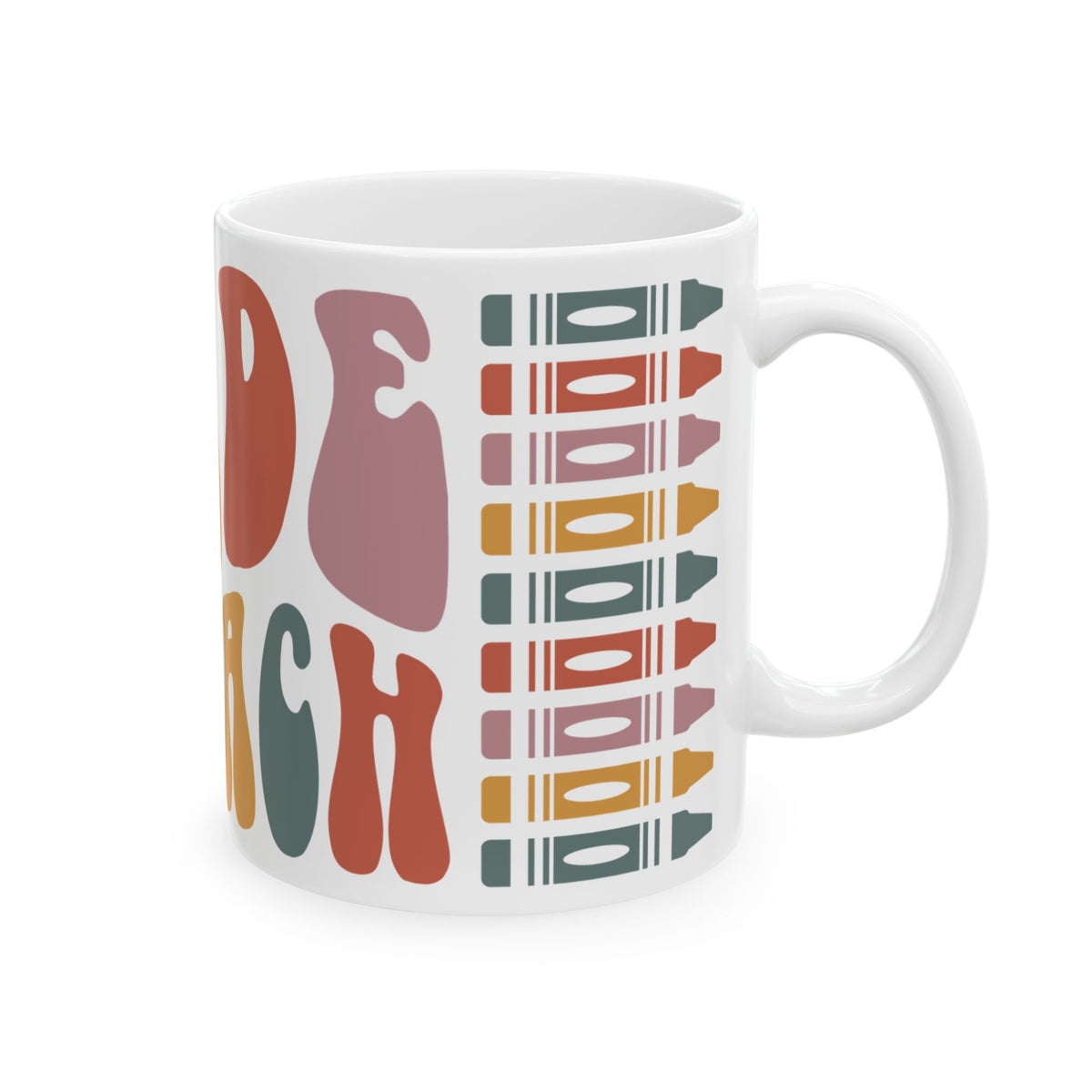 Retro 'Made To Teach' Ceramic Mug — Colorful Crayon Teacher Gift (11oz/15oz)