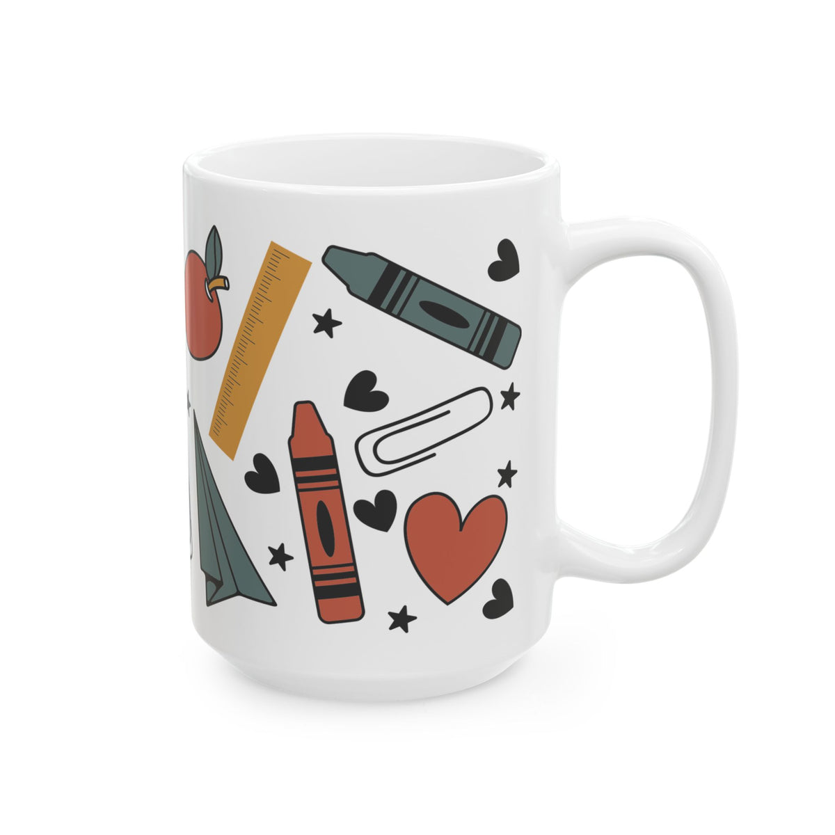 Teacher Appreciation Ceramic Mug — School Supplies Pattern (11oz, 15oz) Teacher Gift