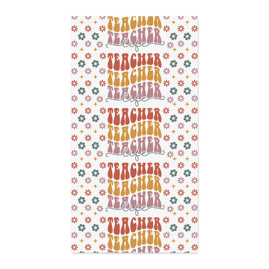 Teacher Life Cotton Twill Fabric by the Yard — Retro Floral Pattern for Teacher Gifts & Classroom Crafts