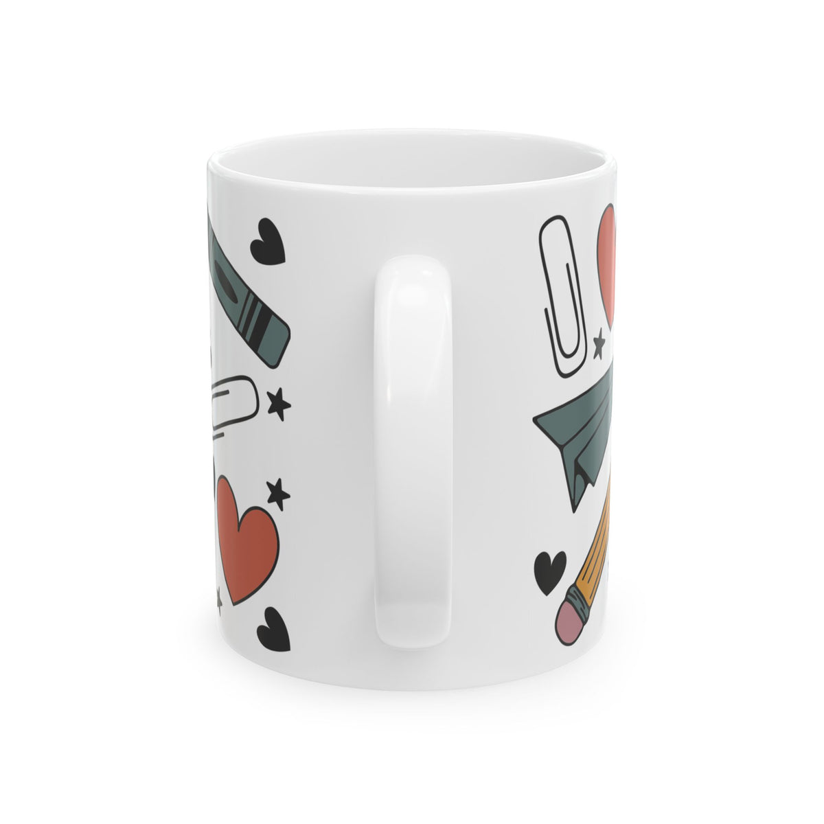 Teacher Appreciation Ceramic Mug — School Supplies Pattern (11oz, 15oz) Teacher Gift