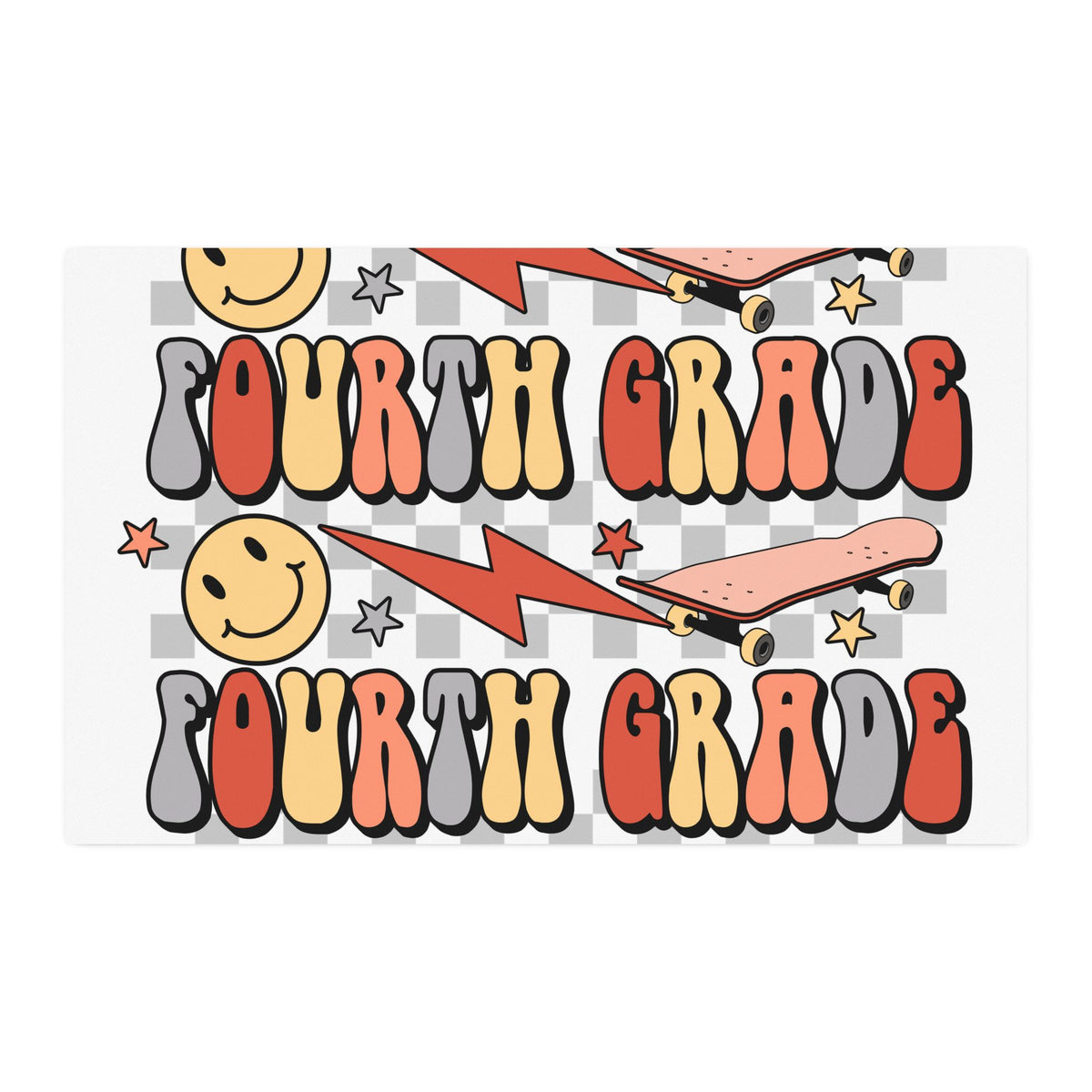 Fourth Grade Cotton Twill Fabric by the Yard – Retro Smile & Lightning Classroom Print