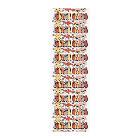 Fourth Grade Cotton Twill Fabric by the Yard – Retro Smile & Lightning Classroom Print