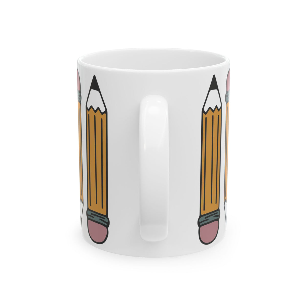 Pencil Pattern Ceramic Mug — Teacher & Student School Supplies Coffee Cup (11oz/15oz) Teacher Gift