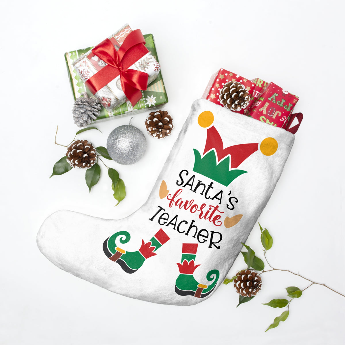 Santa’s Favorite Teacher Christmas Stocking Teacher Gift