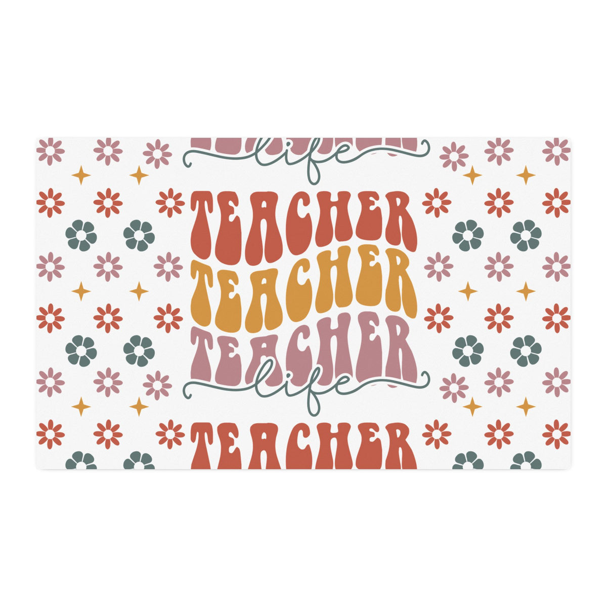 Teacher Life Cotton Twill Fabric by the Yard — Retro Floral Pattern for Teacher Gifts & Classroom Crafts