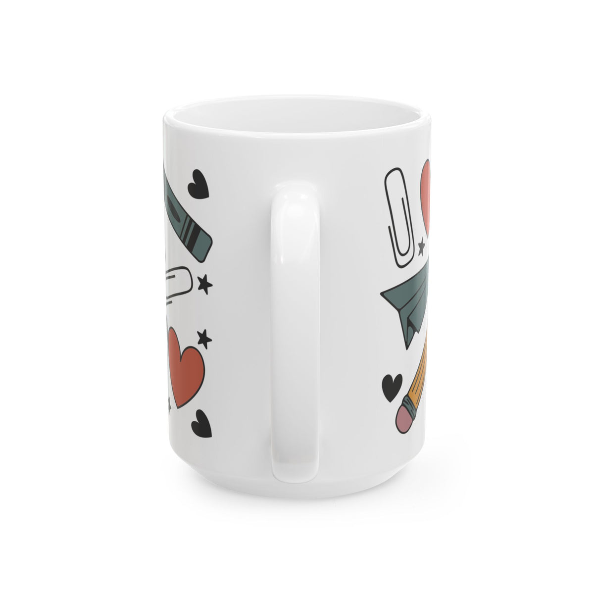 Teacher Appreciation Ceramic Mug — School Supplies Pattern (11oz, 15oz) Teacher Gift