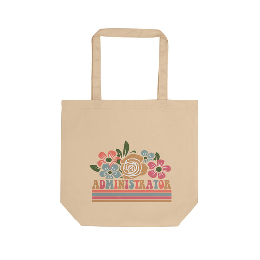 Administrator Floral Eco Tote — Retro Striped Floral Canvas Bag
