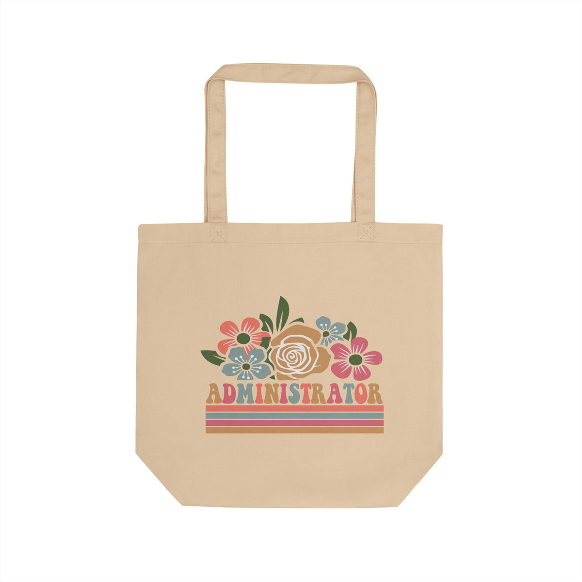 Administrator Floral Eco Tote — Retro Striped Floral Canvas Bag