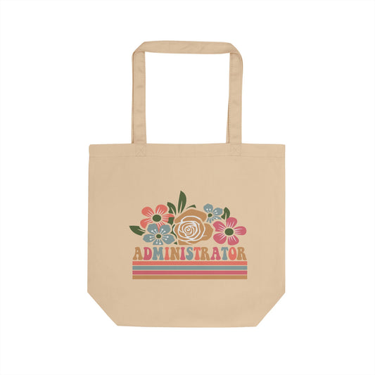 Administrator Floral Eco Tote — Retro Striped Floral Canvas Bag