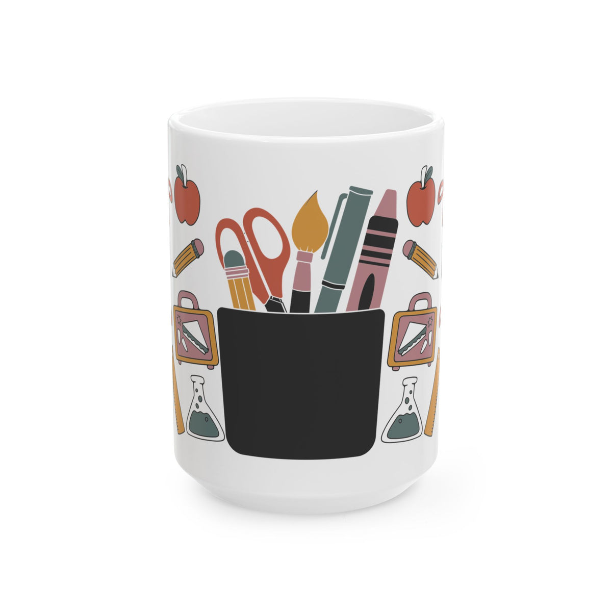 Teacher Supplies Illustration Mug | School Stationery Coffee Cup Teacher Gift