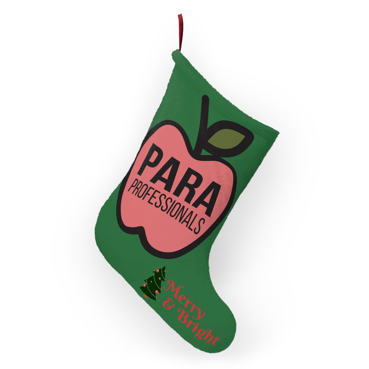 Para Professionals Christmas Stocking – Merry & Bright Apple Design Paraprofessional Gift