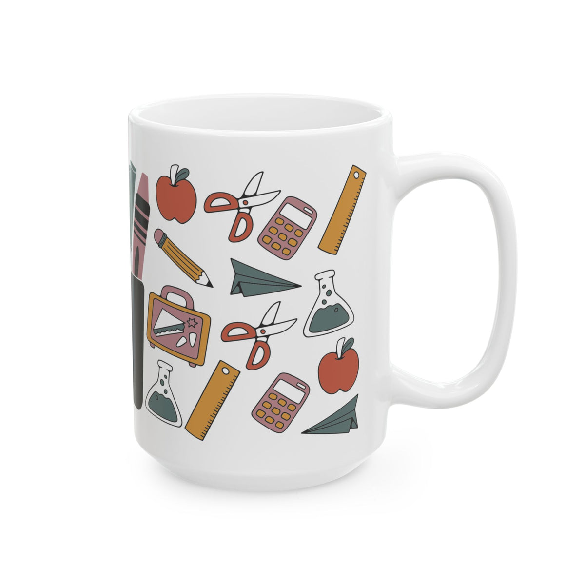 Teacher Supplies Illustration Mug | School Stationery Coffee Cup Teacher Gift