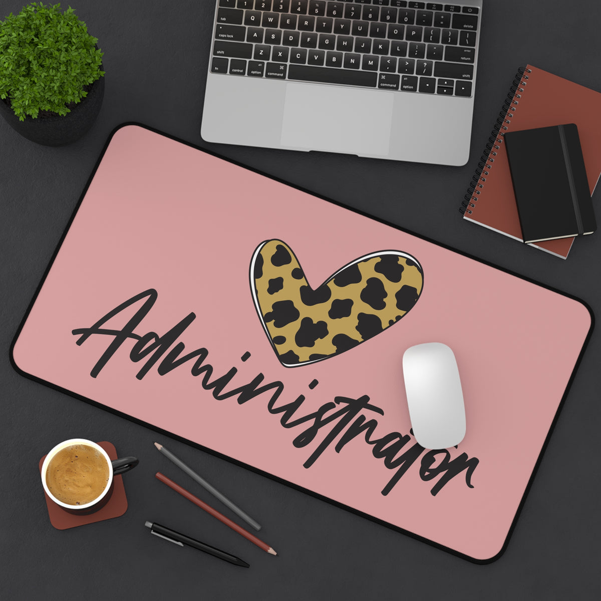 Administrator Desk Mat — Leopard Heart Office Mouse Pad for Admins