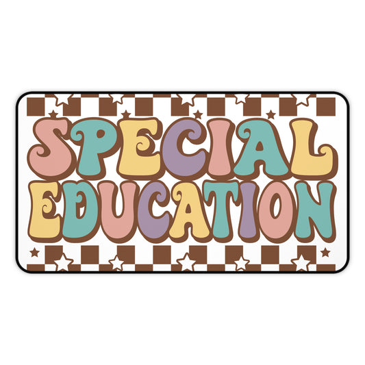 Special Education Desk Mat — Retro Bubble Letter Desk Pad for Teachers & Classrooms Teacher Gift
