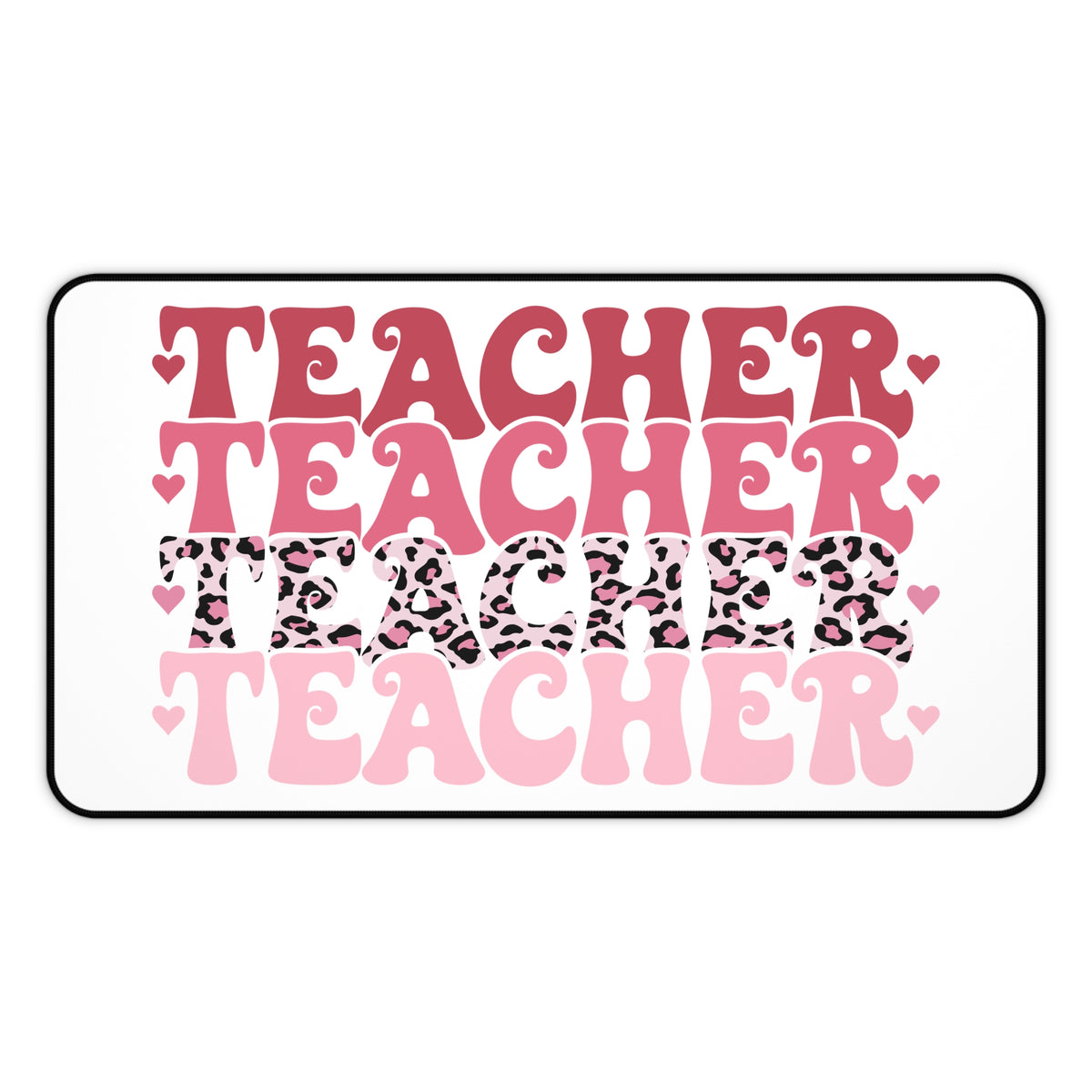 Teacher Desk Mat — Pink Leopard 'TEACHER' Patterned Office Mouse Pad Teacher Gift