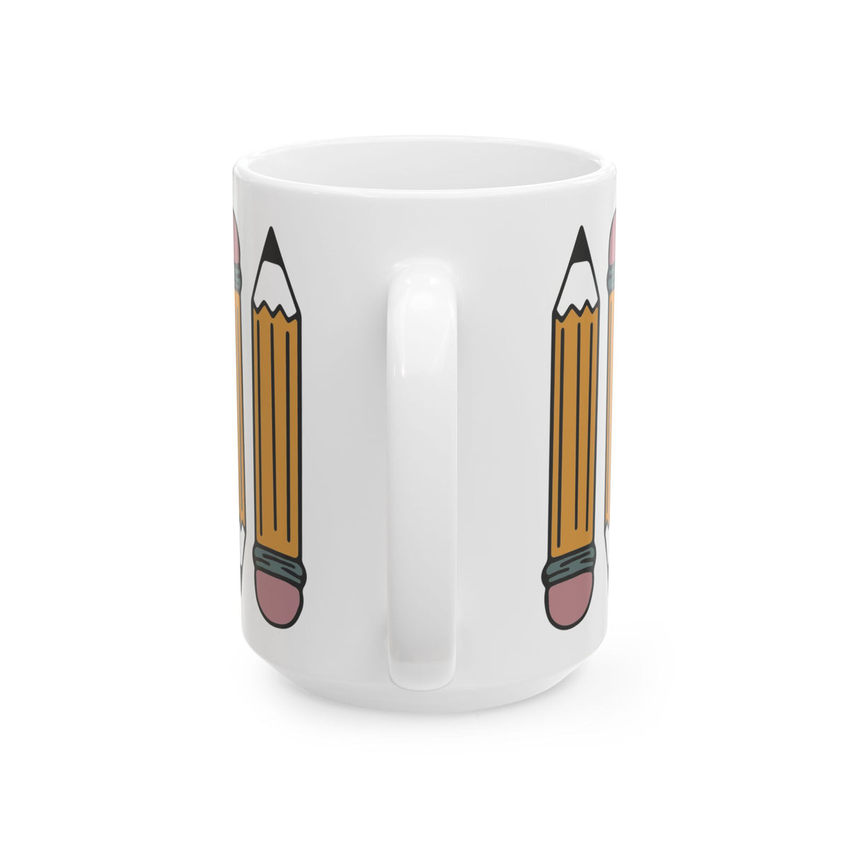Pencil Pattern Ceramic Mug — Teacher & Student School Supplies Coffee Cup (11oz/15oz) Teacher Gift