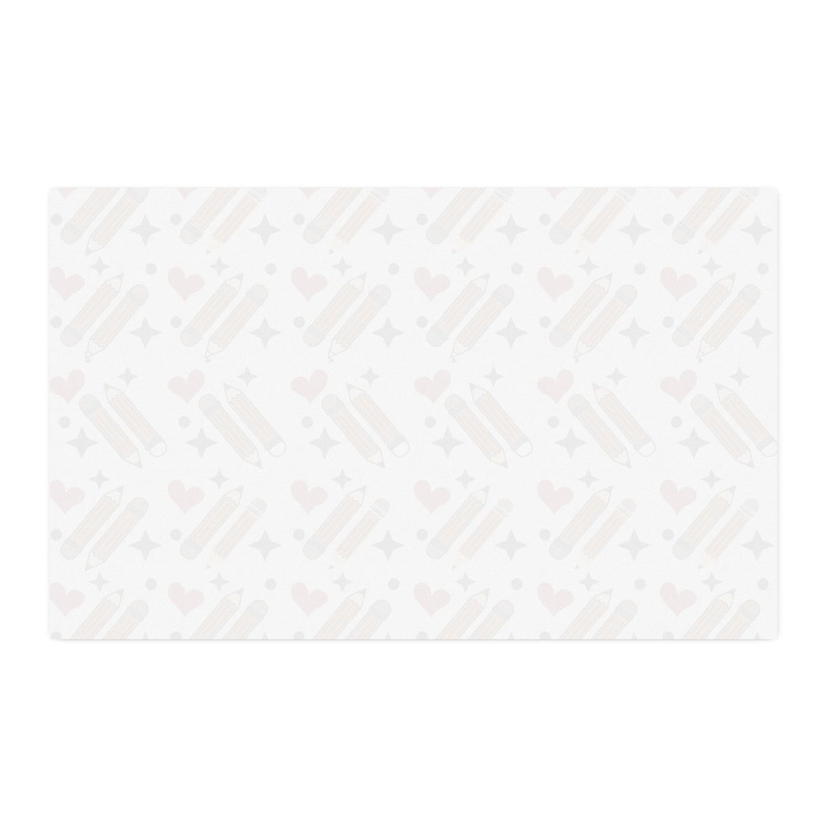 Cotton Twill Fabric by the Yard – School Supplies Pencil & Heart Print Teacher Gift