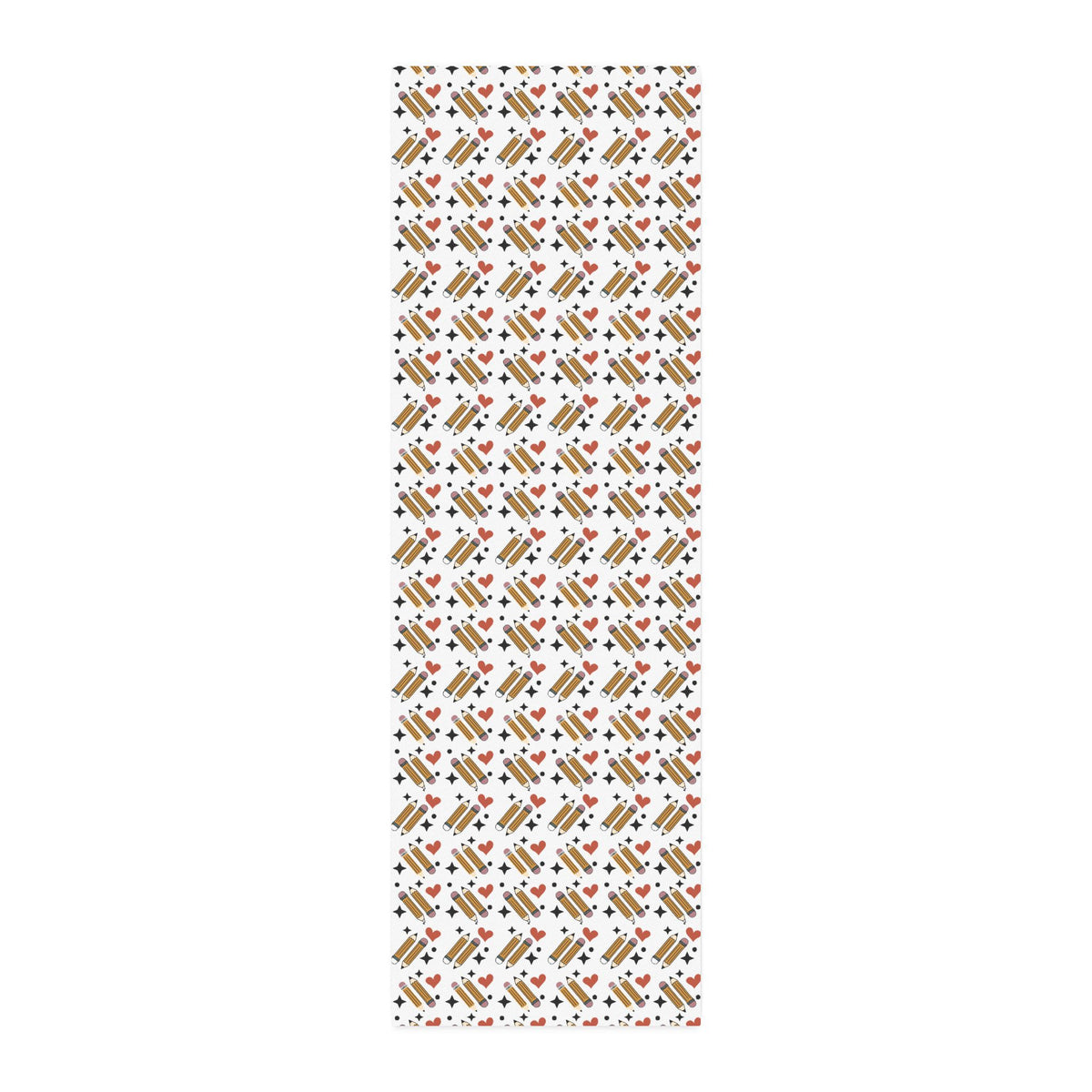 Cotton Twill Fabric by the Yard – School Supplies Pencil & Heart Print Teacher Gift