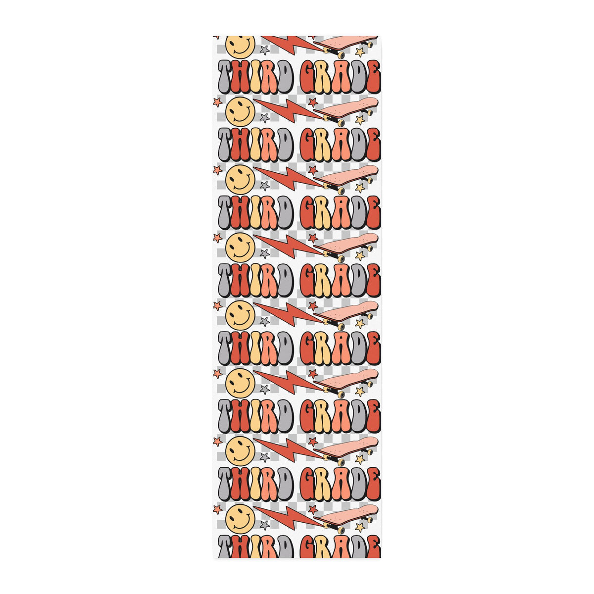 Third Grade Cotton Twill Fabric by the Yard — Retro Smiley Skate Pattern