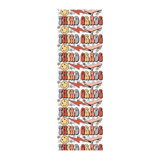Third Grade Cotton Twill Fabric by the Yard — Retro Smiley Skate Pattern