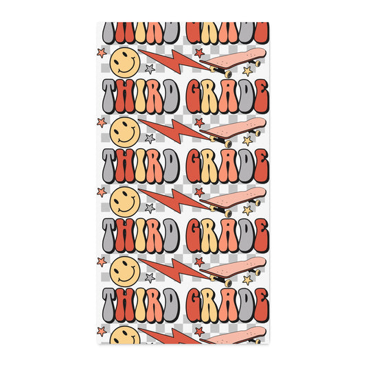 Third Grade Cotton Twill Fabric by the Yard — Retro Smiley Skate Pattern
