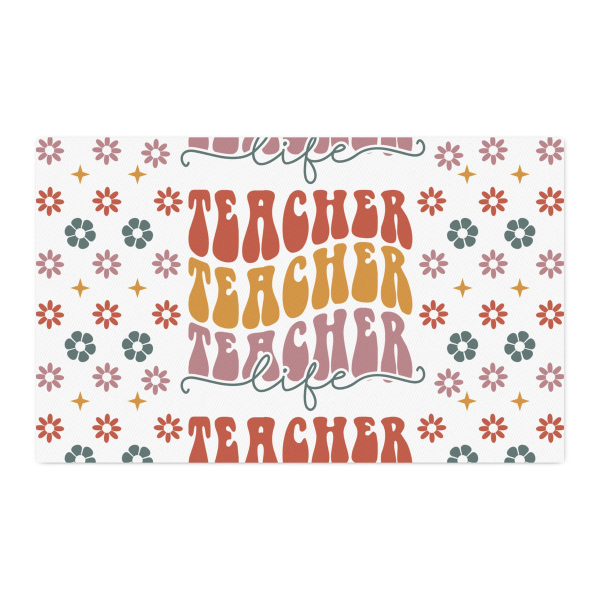 Teacher Life Cotton Twill Fabric by the Yard — Retro Floral Pattern for Teacher Gifts & Classroom Crafts