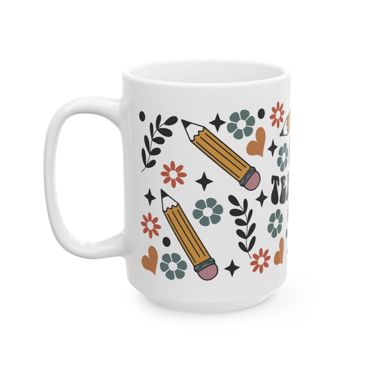 Cool Teachers Club Ceramic Mug — Cute Floral Pencil Teacher Gift (11oz & 15oz)