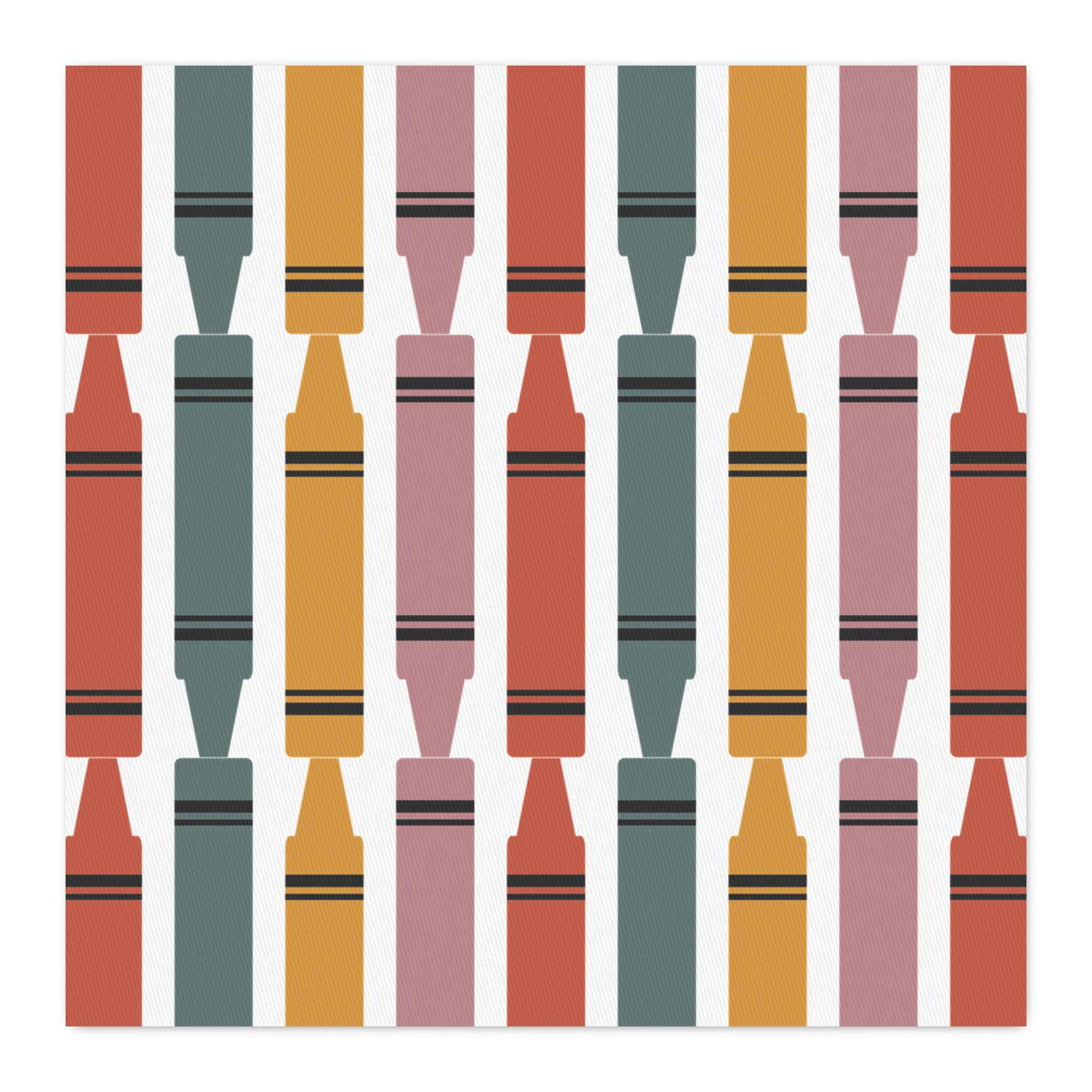 Crayon Stripe Cotton Twill Fabric by the Yard — School Supply Print for Crafts & Quilting