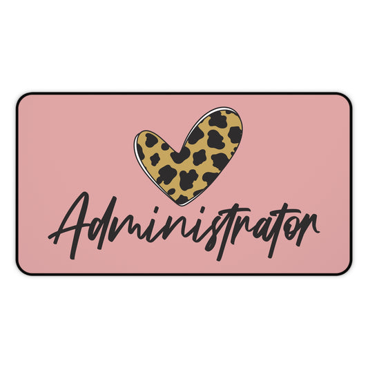 Administrator Desk Mat — Leopard Heart Office Mouse Pad for Admins