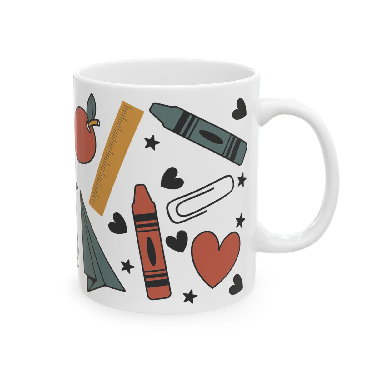 Teacher Appreciation Ceramic Mug — School Supplies Pattern (11oz, 15oz) Teacher Gift